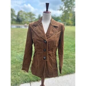 CAbi Journey Brown Corduroy Button Front Blazer Jacket 3554 Women's Size Small
